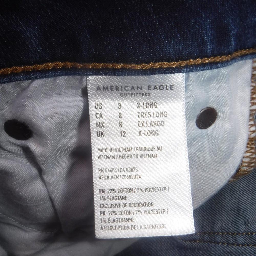 American Eagle Artist Flare Jeans Womens 8 X-Long Super Stretch Dark Wash Blue - Picture 6 of 15